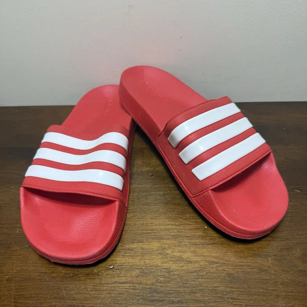 Adidas Unisex Adilette Shower Slide Sandal Vivid Red/White Sz.8 Slip On Athletic